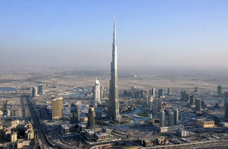 Image: An aerial view of Burj Dubai is seen in Dubai