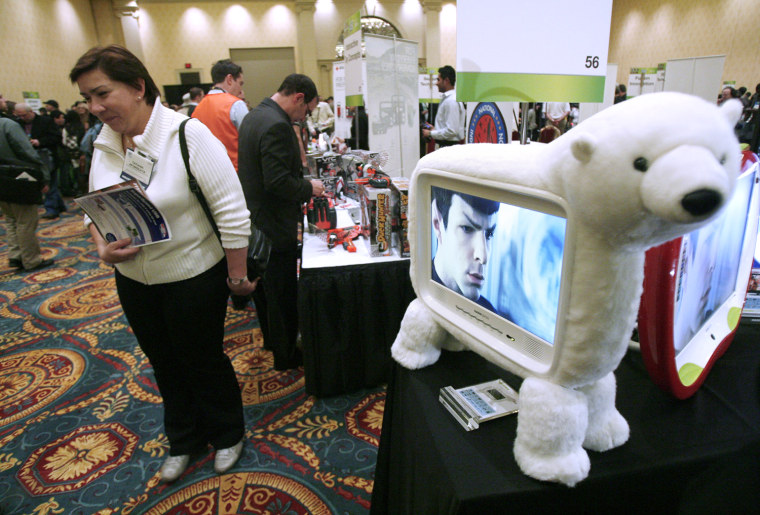 Image: A Hannspree polar bear television is displayed during a media preview for the 2010 International CES in Las Vegas