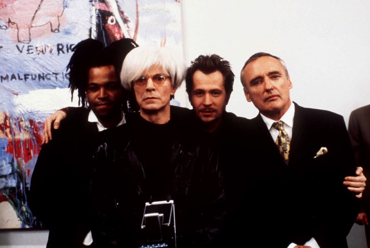 1996 (L to R) Jeffrey Wright, David Bowie, Gary Oldman, and Dennis Hopper in the new movie \"Basquiat\"