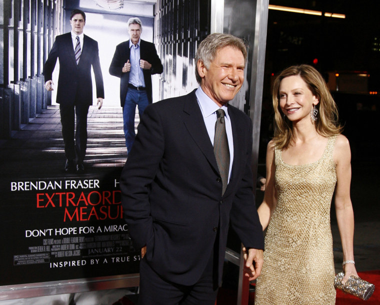 Image: Harrison Ford and Calista Flockhart arrive at the premiere of CBS Film's \"Extraordinary Measures\" at Grauman's Chinese Theatre in Hollywood, California