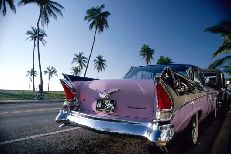 Image: Pink Vintage Car in Art Deco District