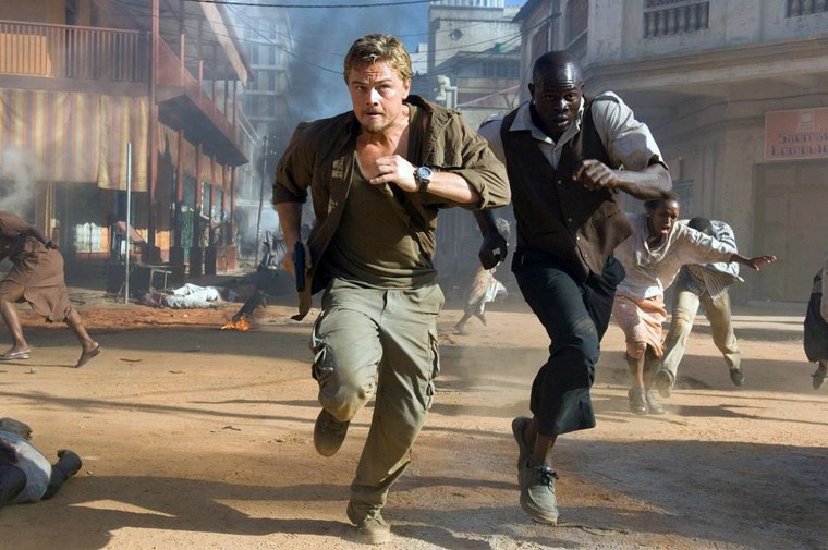 Blood Diamond (2006)

The African adventure is set in Sierra Leone circa 1999, a time when the nation was in the midst of a horrific civil war. DiCaprio plays the role of a smuggler who specializes in the sale of \"blood diamonds,\" also known as \"conflict diamonds\" -- the precious stones used to finance rebellions, privateers and terrorists.

When the smuggler encounters an indigenous Mende farmer whose young son has disappeared into the RUF's army of child soldiers, the two men's fates become linked.