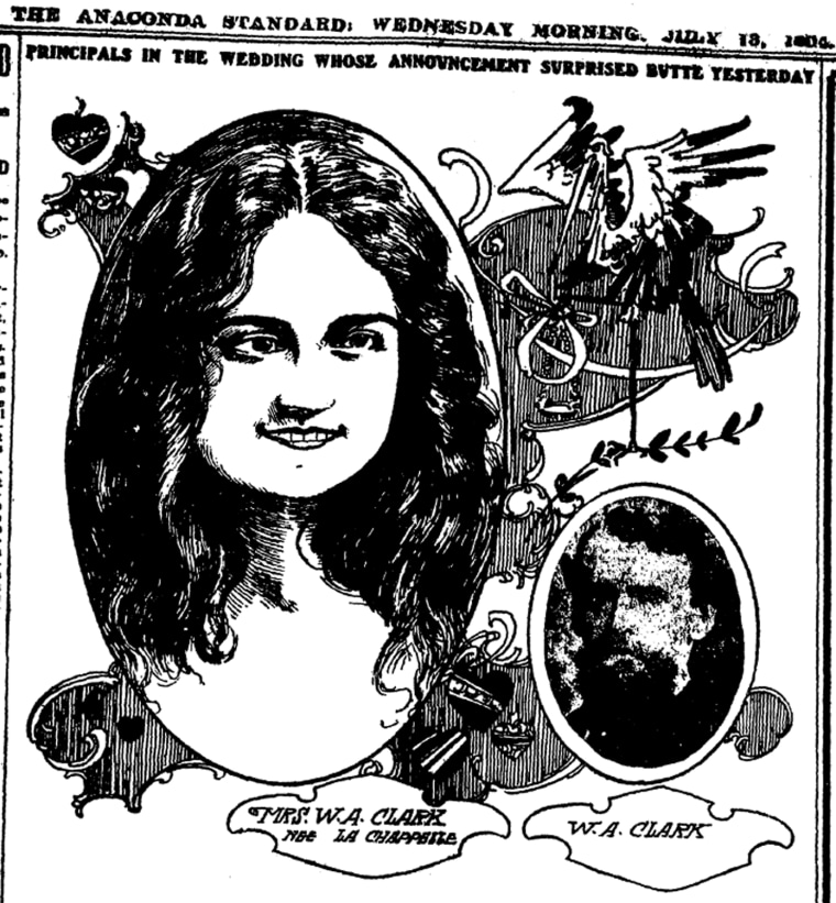 The Anaconda Standard, 1904, announcing the marriage of Sen. William Andrews Clark.