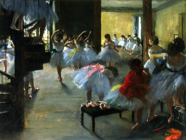 Edgar Degas, \"The Dance Class,\" c. 1873, oil on canvas, Corcoran Gallery of Art, Washington, William A. Clark Collection.