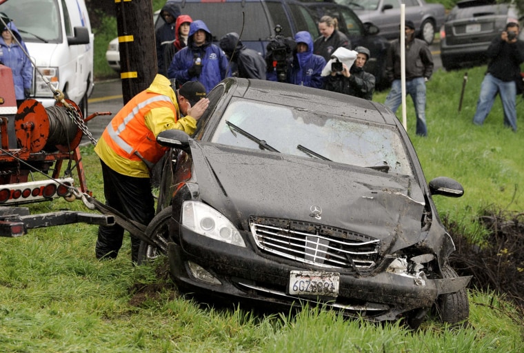 Image: Charlie Sheen's wrecked Mercedes