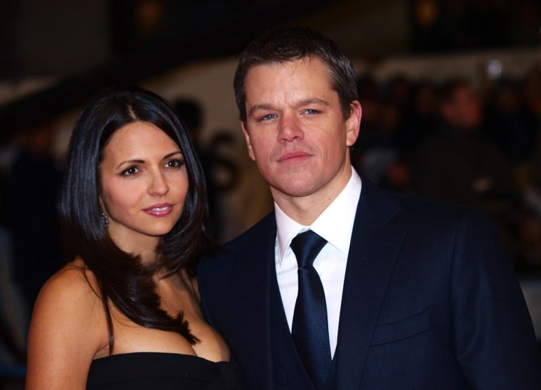 U.S. actor Matt Damon with his wife Luci