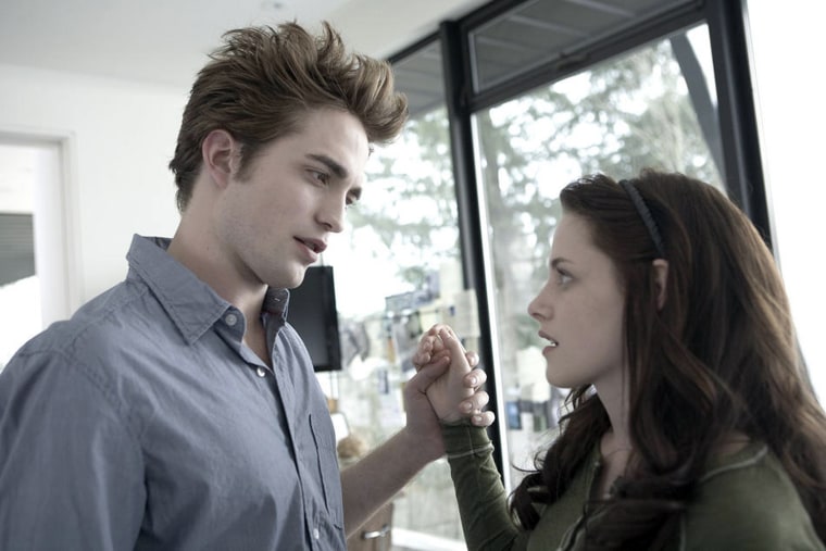 L-R) Robert Pattinson as Edward Cullen and Kristen Stewart as Bella Swan  
Twilight (2008) \"Twilight\" is an action-packed, modern-day love story between a teenage girl and a vampire.