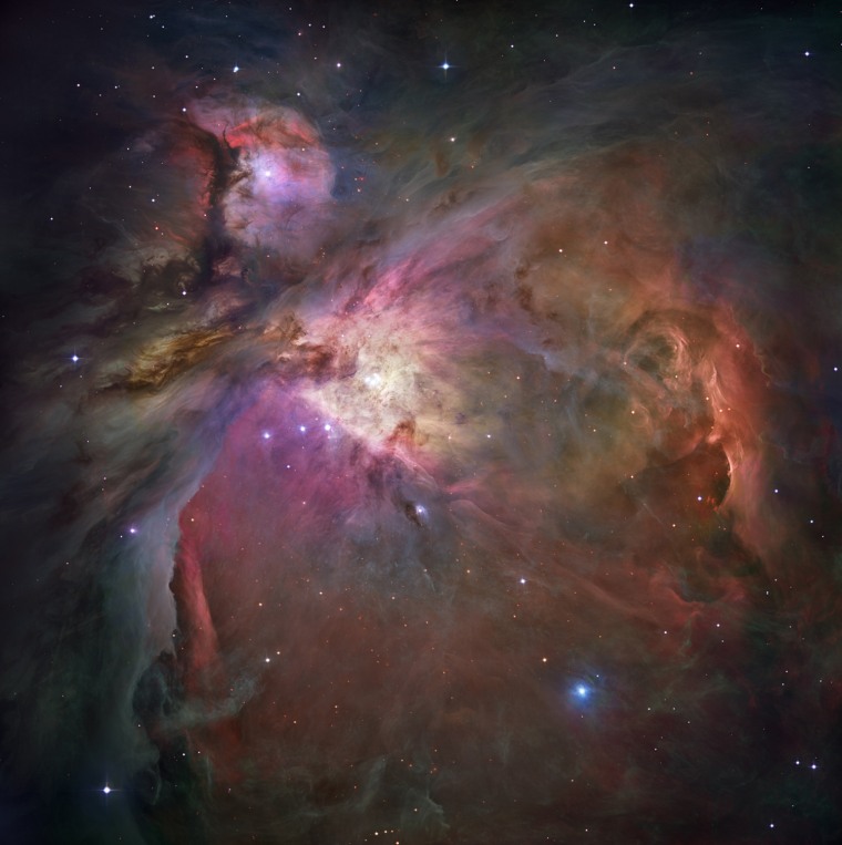 This dramatic image offers a peek inside a cavern of roiling dust and gas where thousands of stars are forming. The image, taken by the Advanced Camera for Surveys (ACS) aboard NASA's Hubble Space Telescope, represents the sharpest view ever taken of this region, called the Orion Nebula. More than 3,000 stars of various sizes appear in this image. Some of them have never been seen in visible light. These stars reside in a dramatic dust-and-gas landscape of plateaus, mountains, and valleys that are reminiscent of the Grand Canyon.