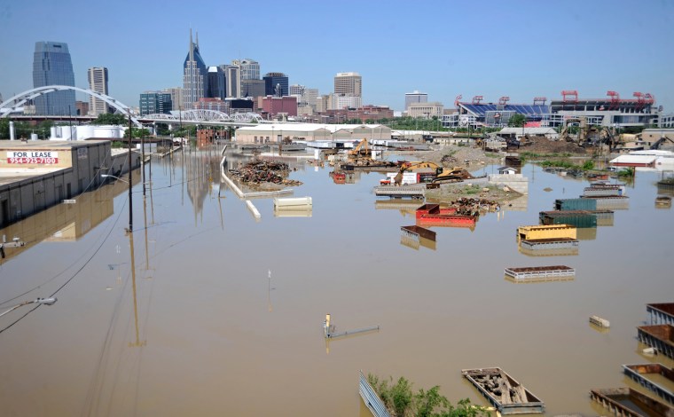 Image:Freight containers are under water Tuesday, May 4, 2010 near Nashville