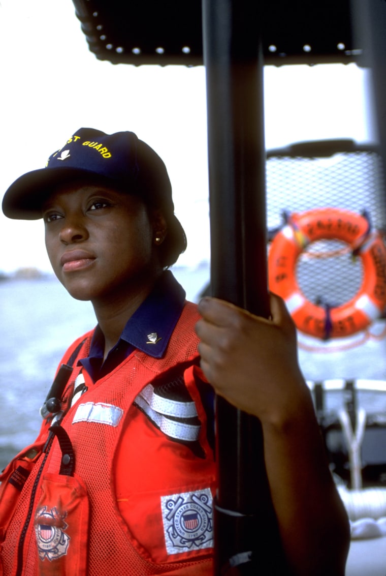 MIAMI, Fla. (June 16, 1999)--Petty Officer 3rd Class Terry Ann Gregory stares off into the distance.  U.S. COAST GUARD PHOTO