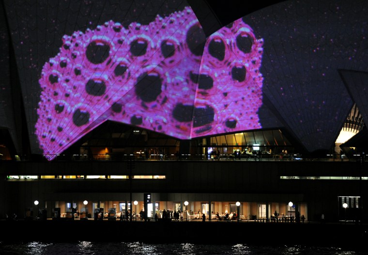 Image: The Sydney Opera House sails are illumin