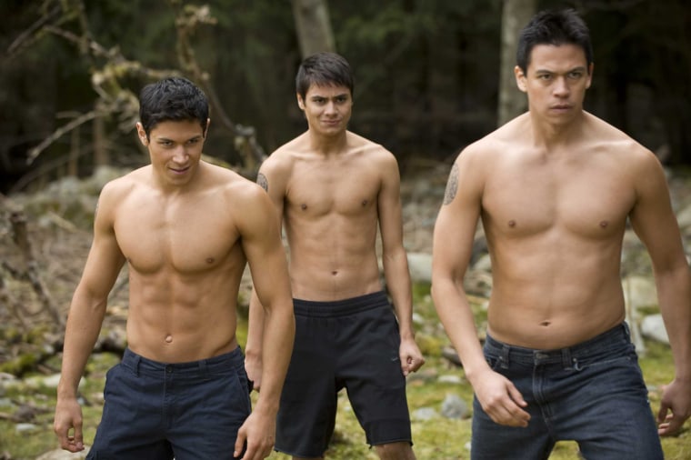 (Left to right) ALEX MERAZ stars as Paul, KIOWA GORDON stars as Embry Call and CHASKE SPENCER stars as Sam Uley in THE TWILIGHT SAGA: NEW MOON. Photo Credit: Kimberley French. All Images © 2009 Summit Entertainment, LLC. All rights reserved.