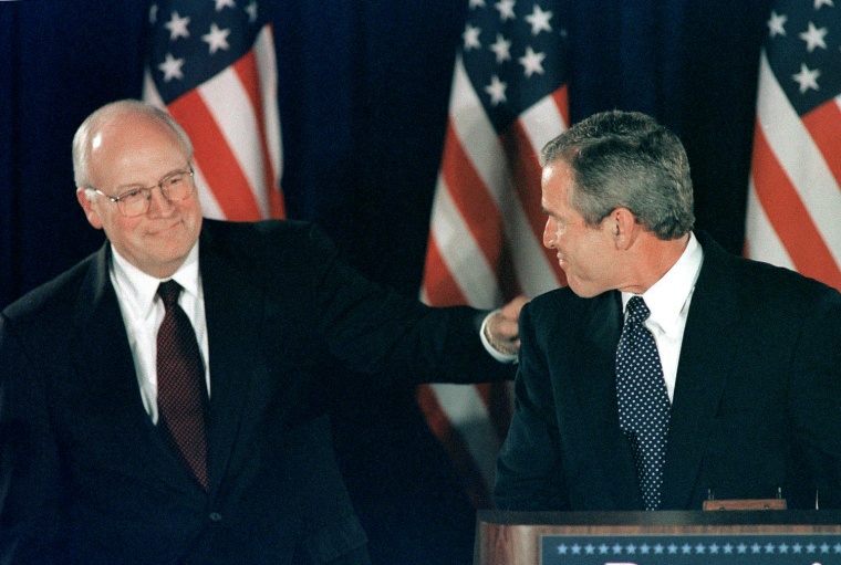 Image: Former US Defense Secretary Dick Cheney (L) respon