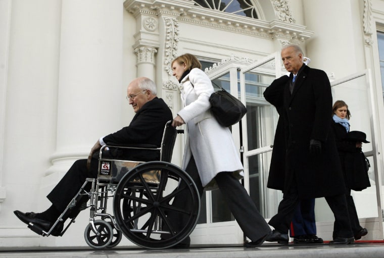 Image: VIce President Cheney is wheeled out of the front of the White House in Washington