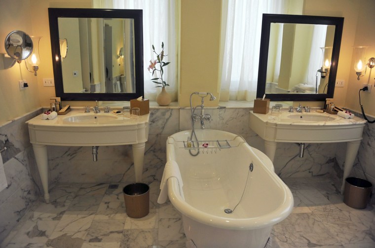 Image: A room's bathroom in the newly-restored