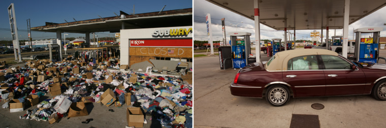 In the months after the storm, this gas station along Highway 90 in Waveland served as a distribution site for donated clothing.