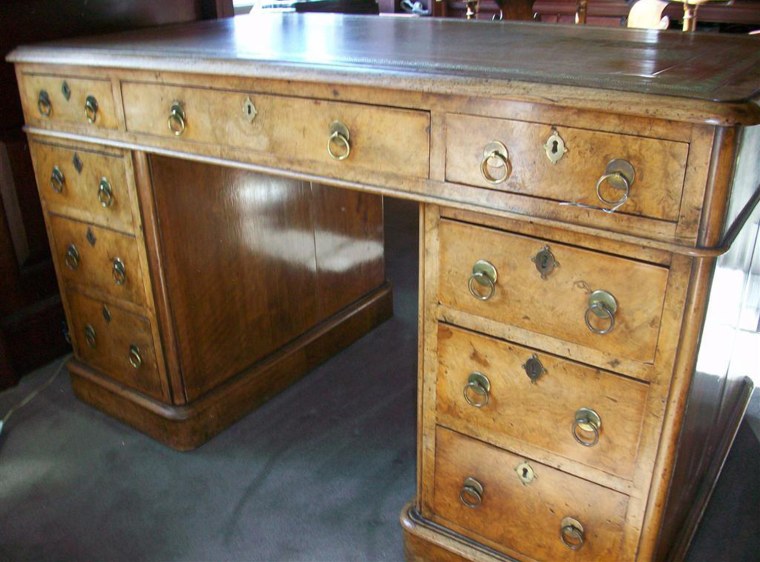 Image: A desk belonging to Bernard Madoff and his wife is seen in this undated handout photo made available