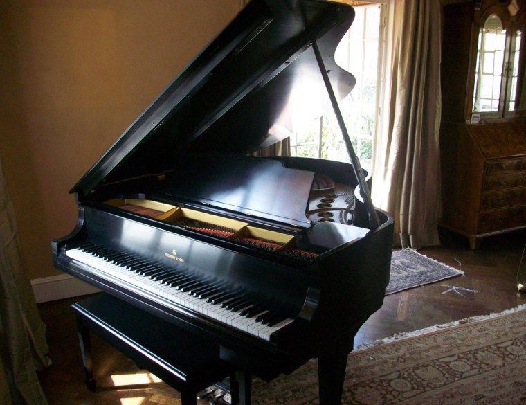 Image: A Steinway and Sons Grand Piano belonging to Bernard Madoff and his wife is seen in this undated handout photo made