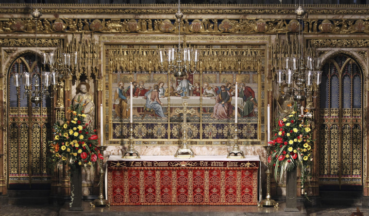 Image: A general view shows the High Altar in Westminster Abbey in central London