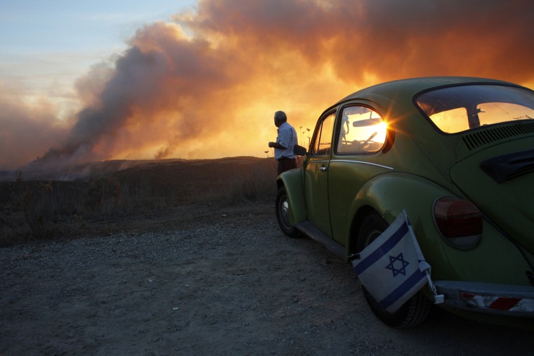 Image: A forest fire in the Kibbutz of Beit Oren, Israel