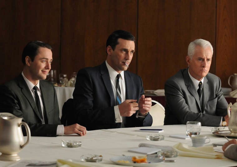 Mad Men Season 4  Pete Campbell (Vincent Kartheiser), Don Draper (Jon Hamm) and Roger Sterling (John Slattery) in Episode 1.