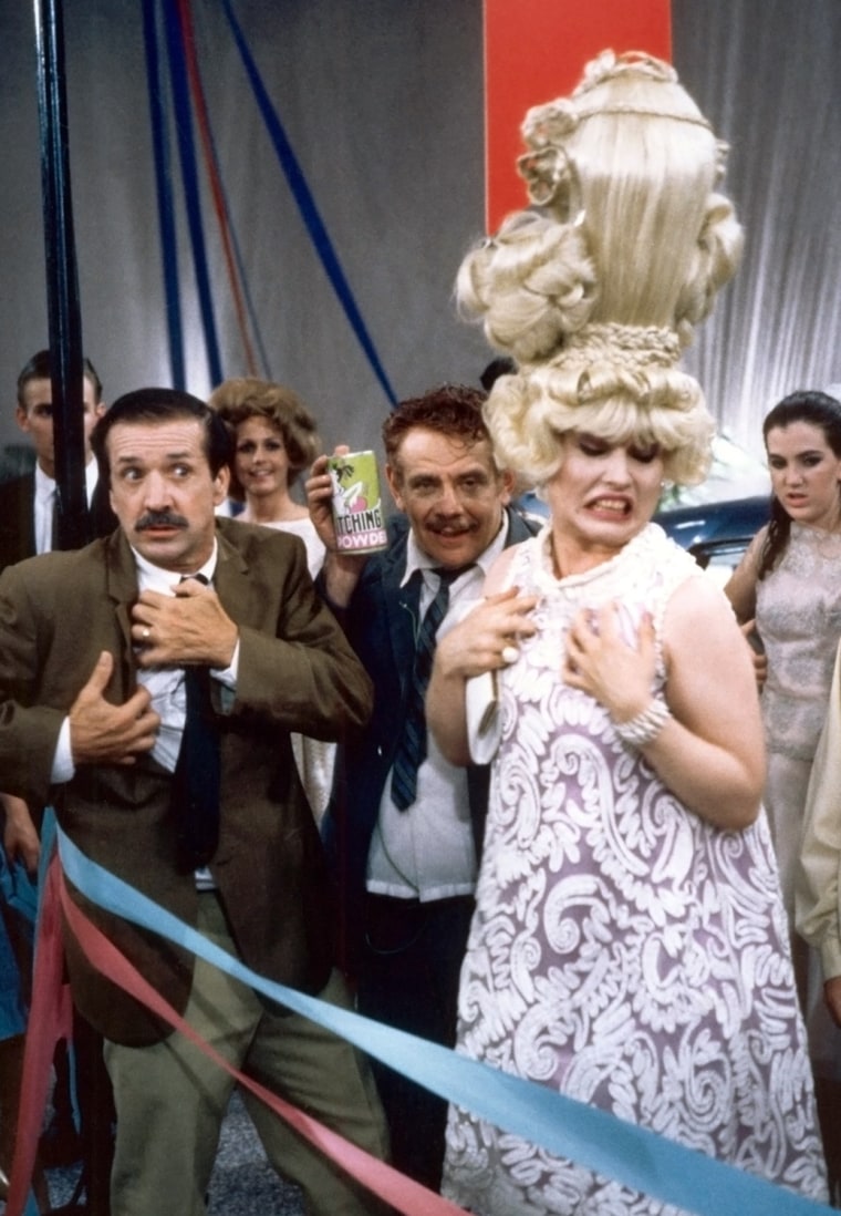 HAIRSPRAY, foreground from left: Sonny Bono, Jerry Stiller, Debbie Harry, 1988. ©New Line Cinema/courtesy Everett Collection