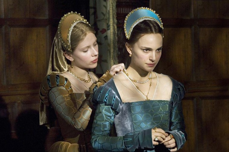 Natalie Portman and  Scarlett Johansson in The Other Boleyn Girl (2008) Based on a novel by Philippa Gregory, The Other Boleyn Girl revolves around the ferociously ambitious Boleyn sisters, Mary (Johansson) and Anne (Portman), who are rivals for the bed and heart of 16th century English King Henry VIII (Eric Bana).