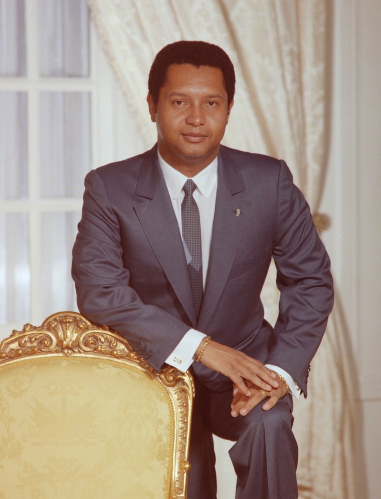 Portrait of Haitian President Jean-Claude Duvalier, Port au Prince, Haiti, 1984. Known as 'Baby Doc,' Duvalier ruled Haiti from 1971 to 1986, when his regime was overthrown.