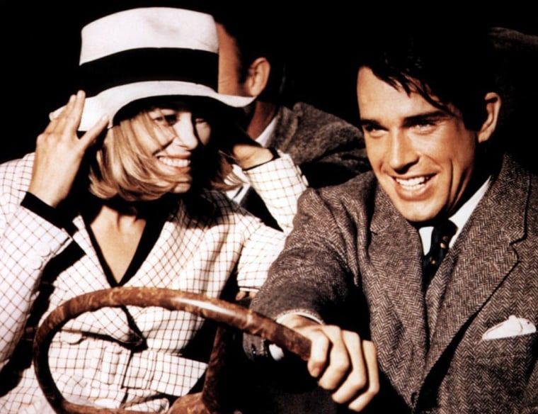 Bonnie and Clyde (1967)
In the early 1930s, a car thief and the daughter of his intended victim team up to become America's most feared and ruthless bank robbers. 
Bonnie and Clyde is a 1967 American crime thriller film directed by Arthur Penn and starring Warren Beatty and Faye Dunaway as the title characters Clyde Barrow and Bonnie Parker. The film also stars Michael J. Pollard, Gene Hackman, Estelle Parsons, Denver Pyle, Dub Taylor, Gene Wilder, Evans Evans and Mabel Cavitt.