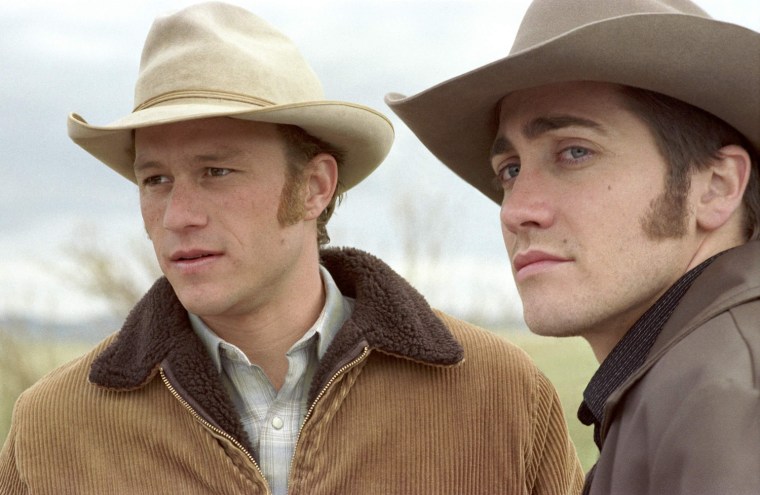 Brokeback Mountain (2005)
Brokeback Mountain is a 2005 romantic drama film that depicts the complex romantic and sexual relationship between two men in the American West from 1963 to 1983.[1] The film was directed by Taiwanese American director Ang Lee from a screenplay by Diana Ossana and Larry McMurtry, which they adapted from the short story \"Brokeback Mountain\" by Annie Proulx. The film stars Heath Ledger, Jake Gyllenhaal, Anne Hathaway, and Michelle Williams.