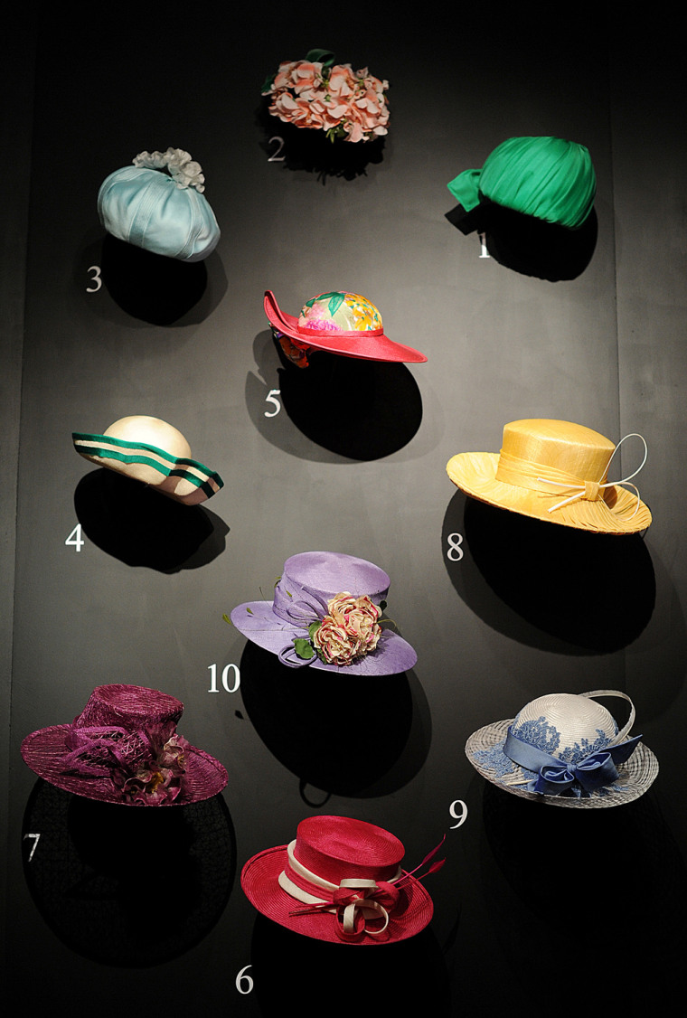 A collection of hats worn by Britain's Q