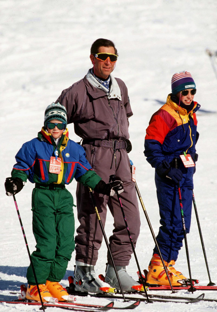 Charles, William And Harry Skiing