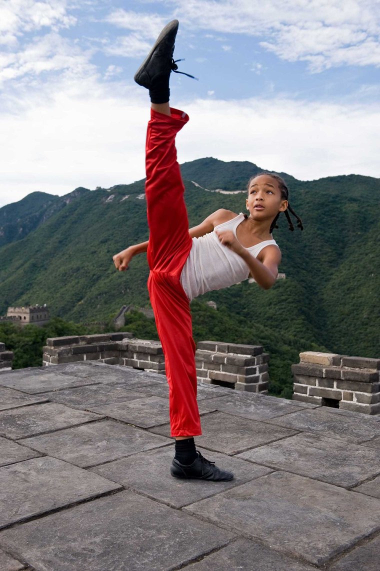 Jaden Smith as \"Dre\" on the Great Wall of China in Columbia Pictures' KARATE KID.