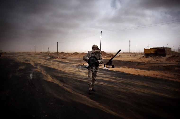 Image: TOPSHOTS

A Libyan rebel fighter mans a c