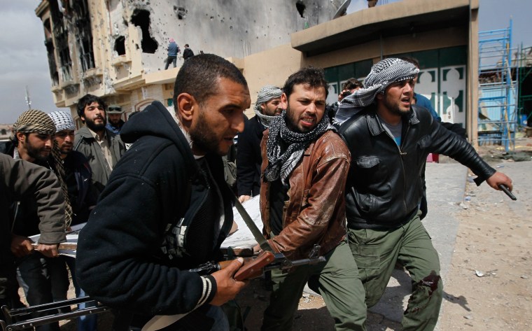 Image: Rebels Engage Gaddafi Forces in Close Combat in Libyan City Of Misrata Struggles Against Gaddafi's Forces
