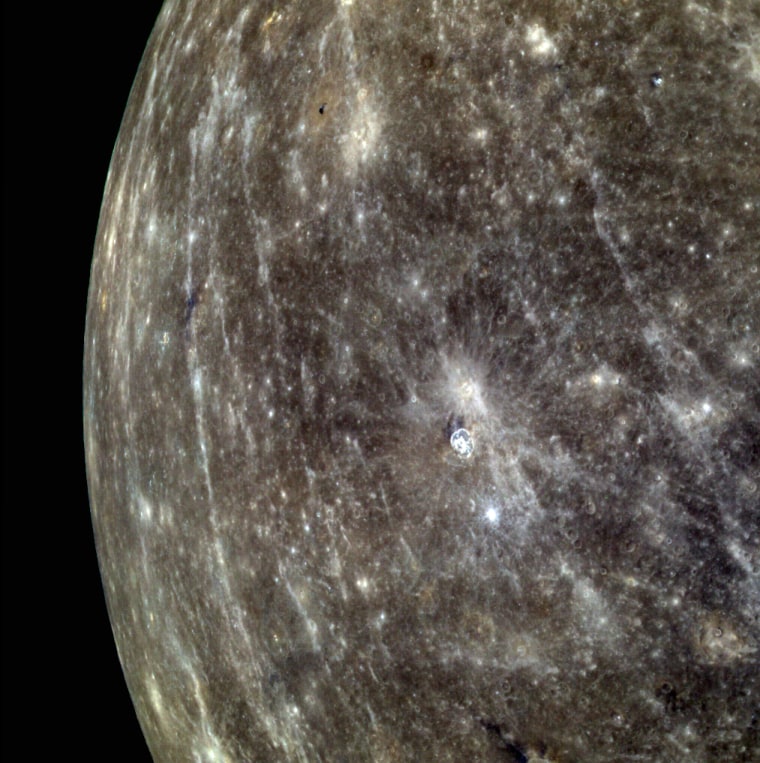 NASA's Messenger probe is the first spacecraft to orbit the planet Mercury, and it sent back the first pictures taken from orbit on March 29, 2011. This image of Mercury's horizon was acquired as the spacecraft was flying northward along the first orbit during which its dual-camera system was turned on. Bright rays from Hokusai Crater can be seen running north to south.