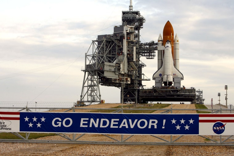 Space Shuttle Endeavor Is Rolled Out To Launch Pad
