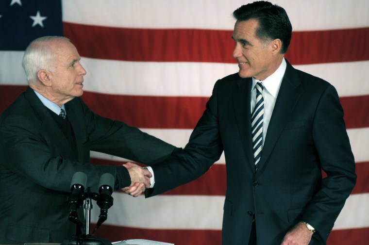 Mitt Romney endorses John McCain for President