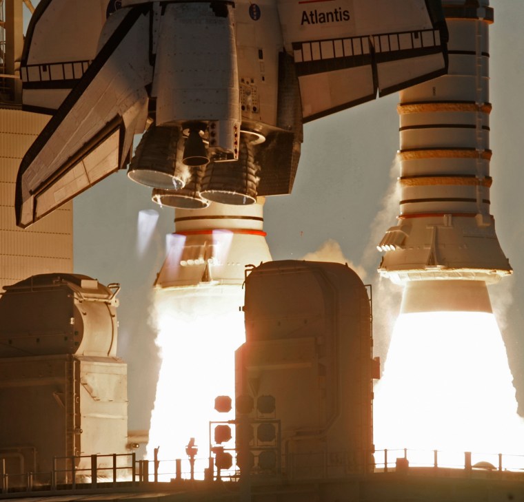 Shuttle Atlantis Lifts Off Into Space