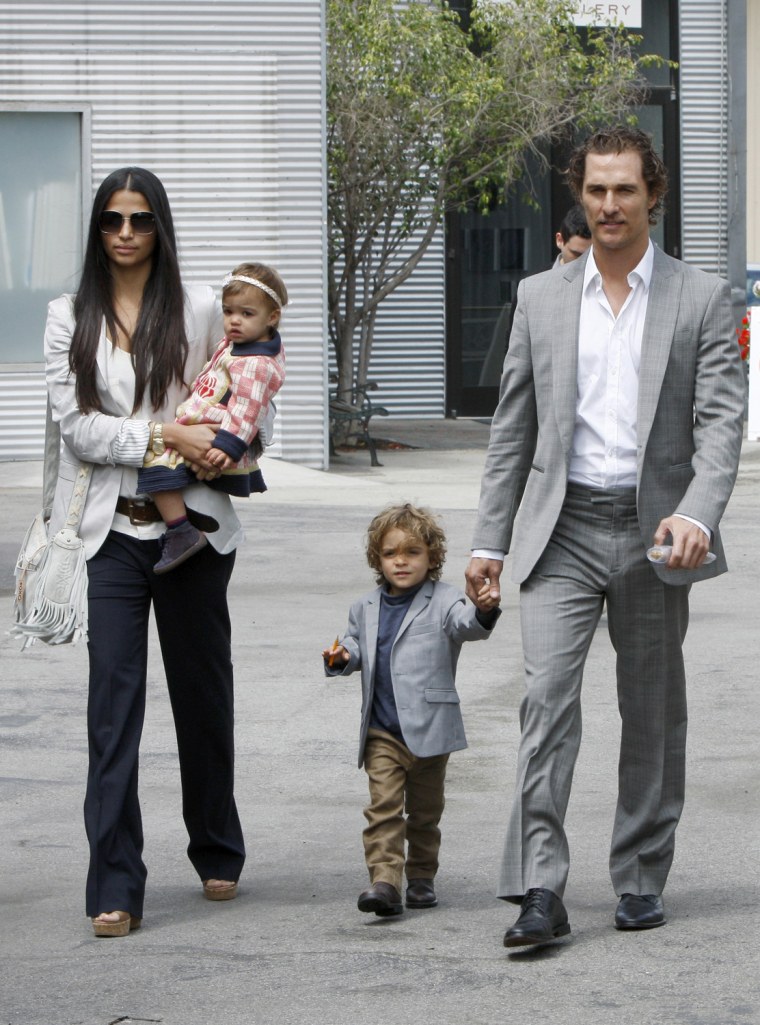 Matthew McConaughey with family in Santa Monica, CA.