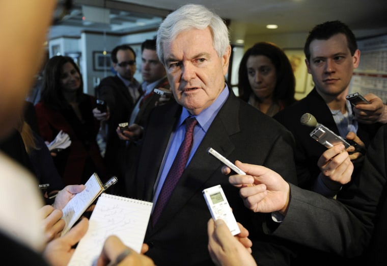 Image: File photo shows former House Speaker Gingrich speaking to reporters after a news conference in Washington