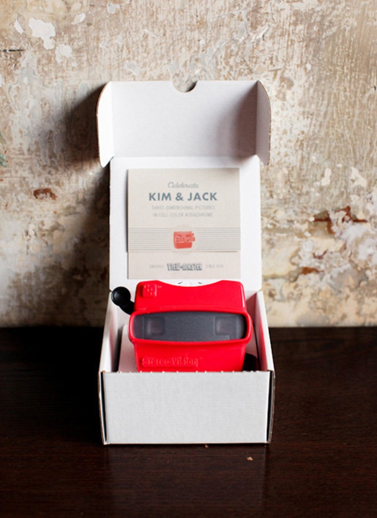 Viewmaster Invitation
Design your invitation in full-color kodachrome! This invite features a nostalgic viewmaster with custom picture reel and insert card for additional information. Perfect for a wedding, anniversary or any other special occasion.