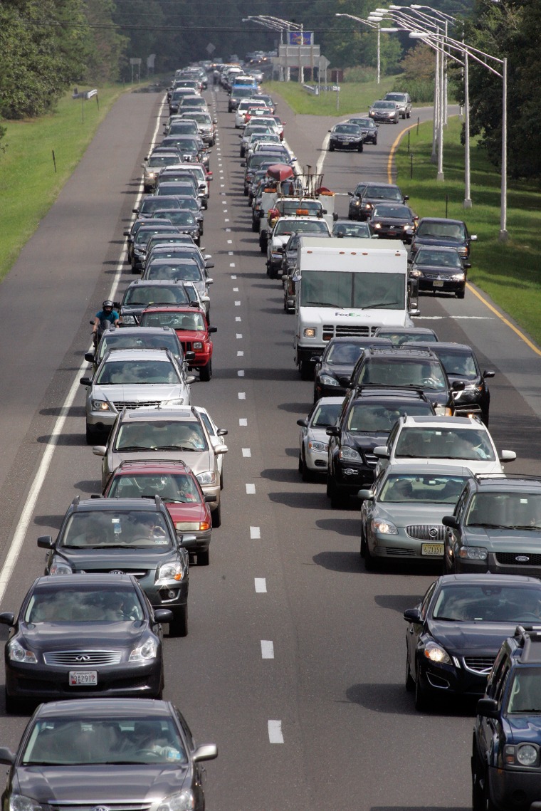 Image: Cars pack the westbound lanes of the Atlantic City Expressway