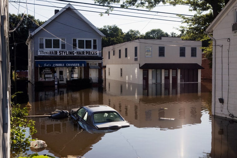 Image: Flood waters remain several feet deep in Wayne, New Jersey