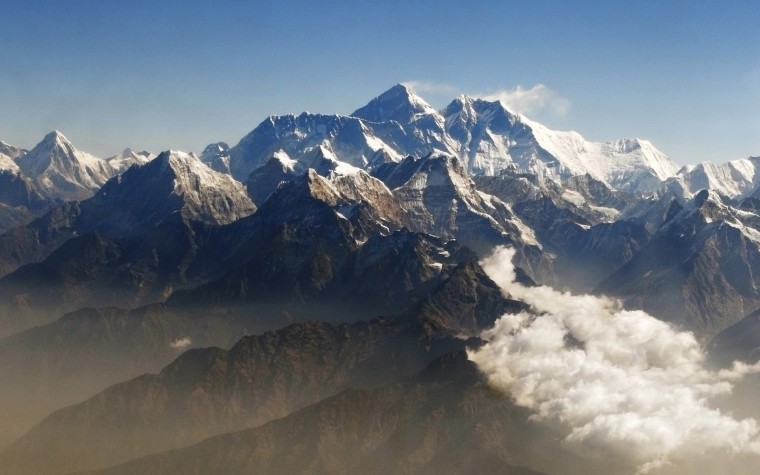 Image: Mount Everest and other peaks of the Himalayan range are seen from air during a mountain flight from Kathmandu