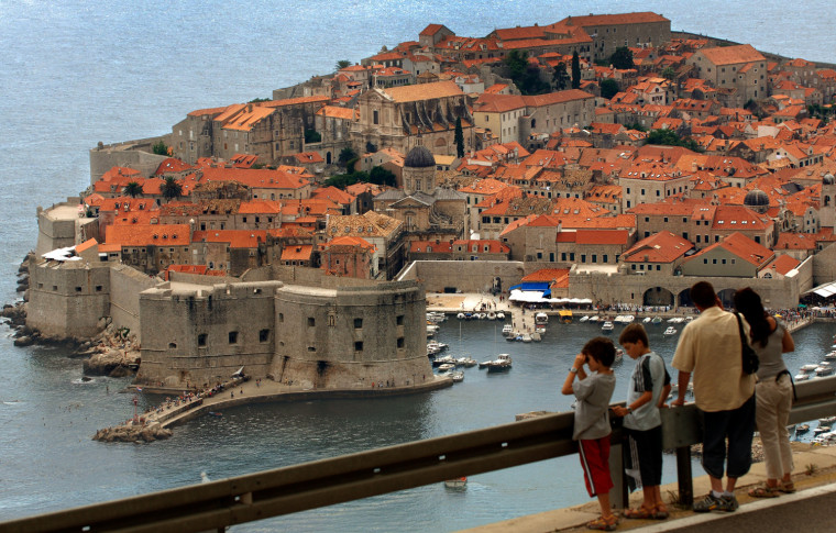 Tourists enjoy a view of the famous Croa