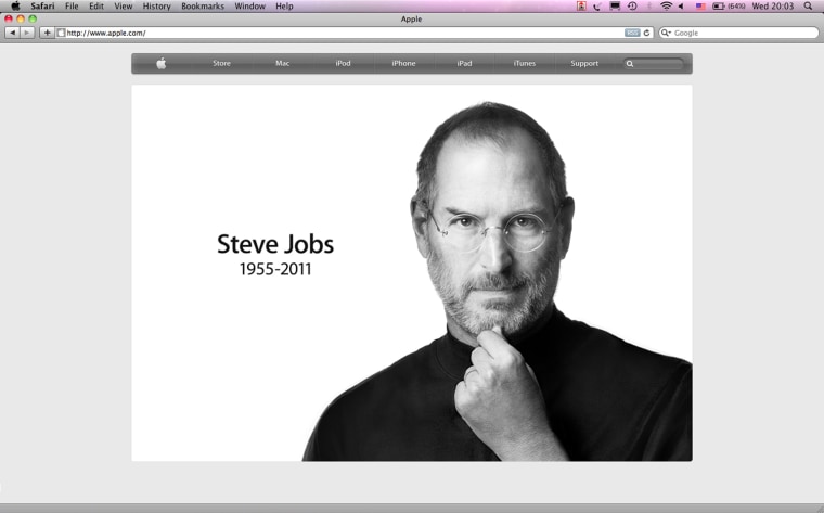 Image: Apple Inc co-founder and former CEO Steve Jobs picture is featured on the front page of the Apple website after his passing