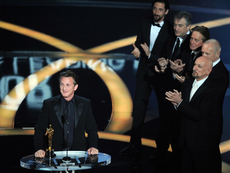 Image: Actor Sean Penn gives his acceptance spe