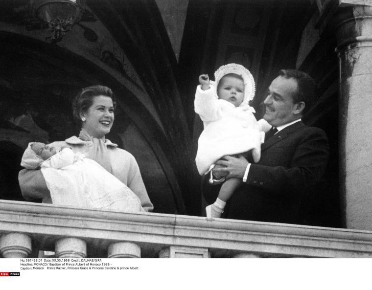 1958 - Monte Carlo, Monaco - Prince Rainier, Princess Grace &amp; Caroline and Prince Albert . Photo Credit: Dalmas/Sipa Press (Sipa via AP Images)