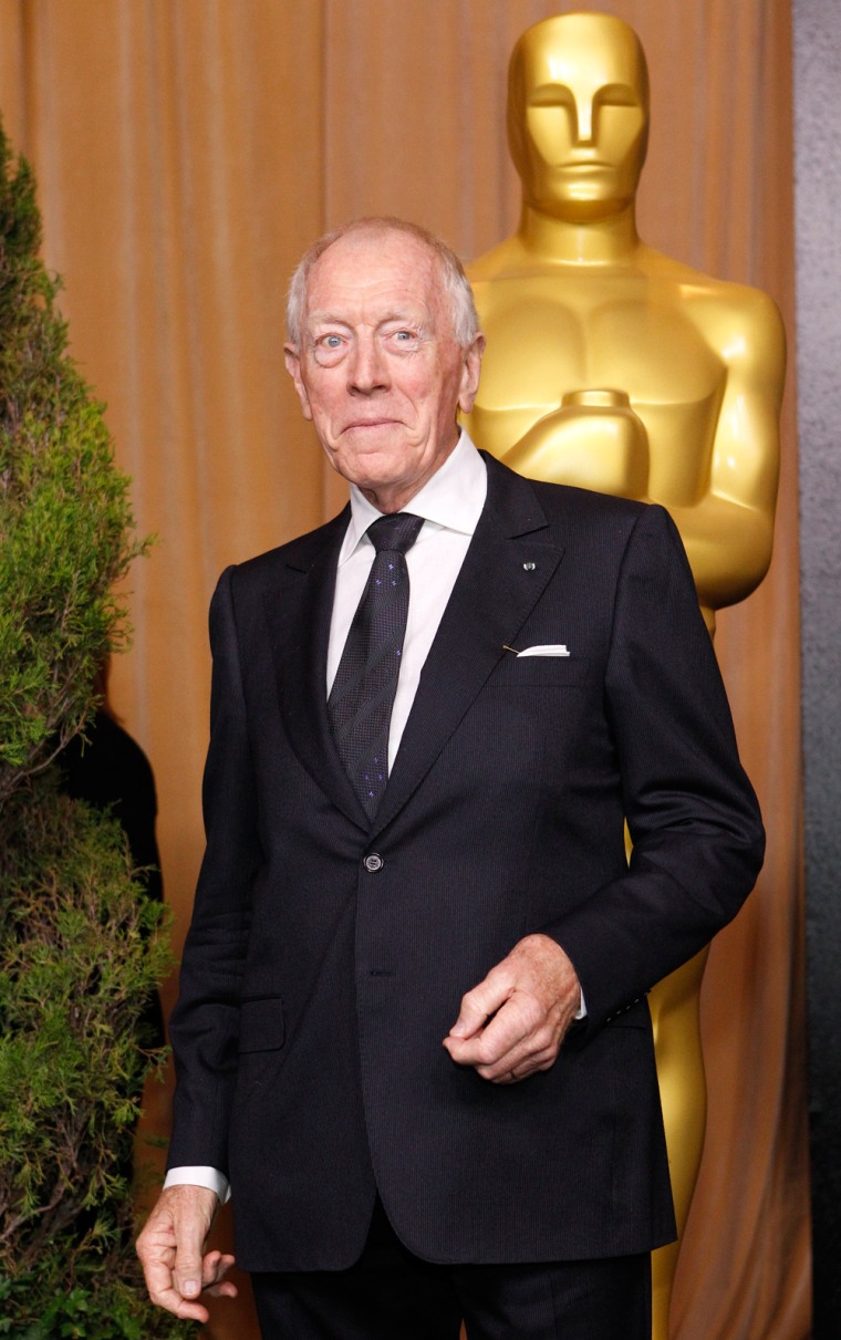 Image: Actor Max von Sydow, best supporting actor nominee for his role  in \"Extremely Loud &amp; Incredibly Close\" arrives at the 84th Academy Awards nominees luncheon in Beverly Hills